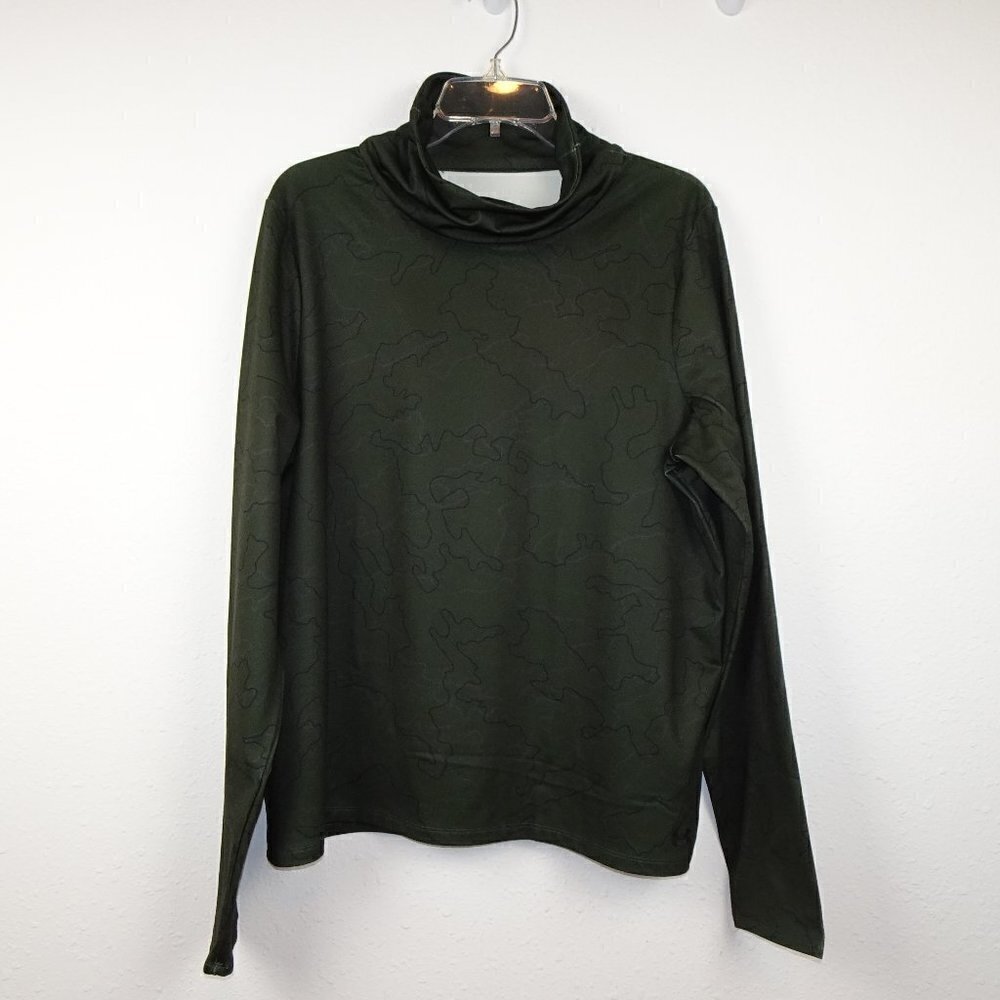 Under Armour Funnel Neck Top Women's Size XL Green Camo Cold Weather Loose Fit